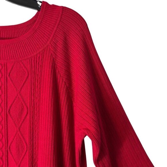 Dressbarn 18/20 red fine cable and rib sweater three quarter sleeve - Picture 4 of 11